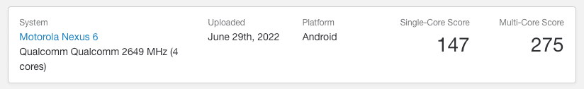 Motorola Nexus GeekBench Score