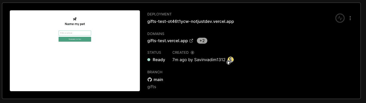 NextJS project deployed to vercel