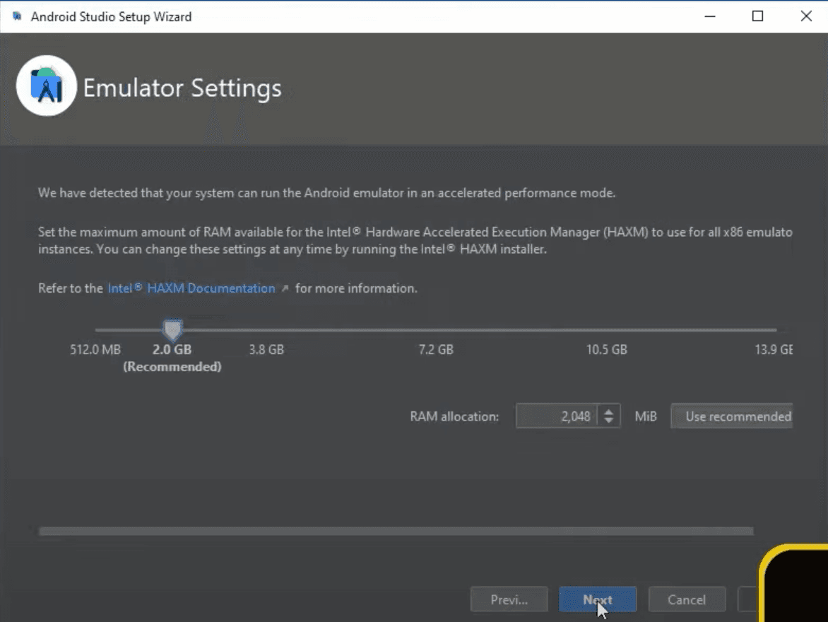 Android Studio Emulator Settings