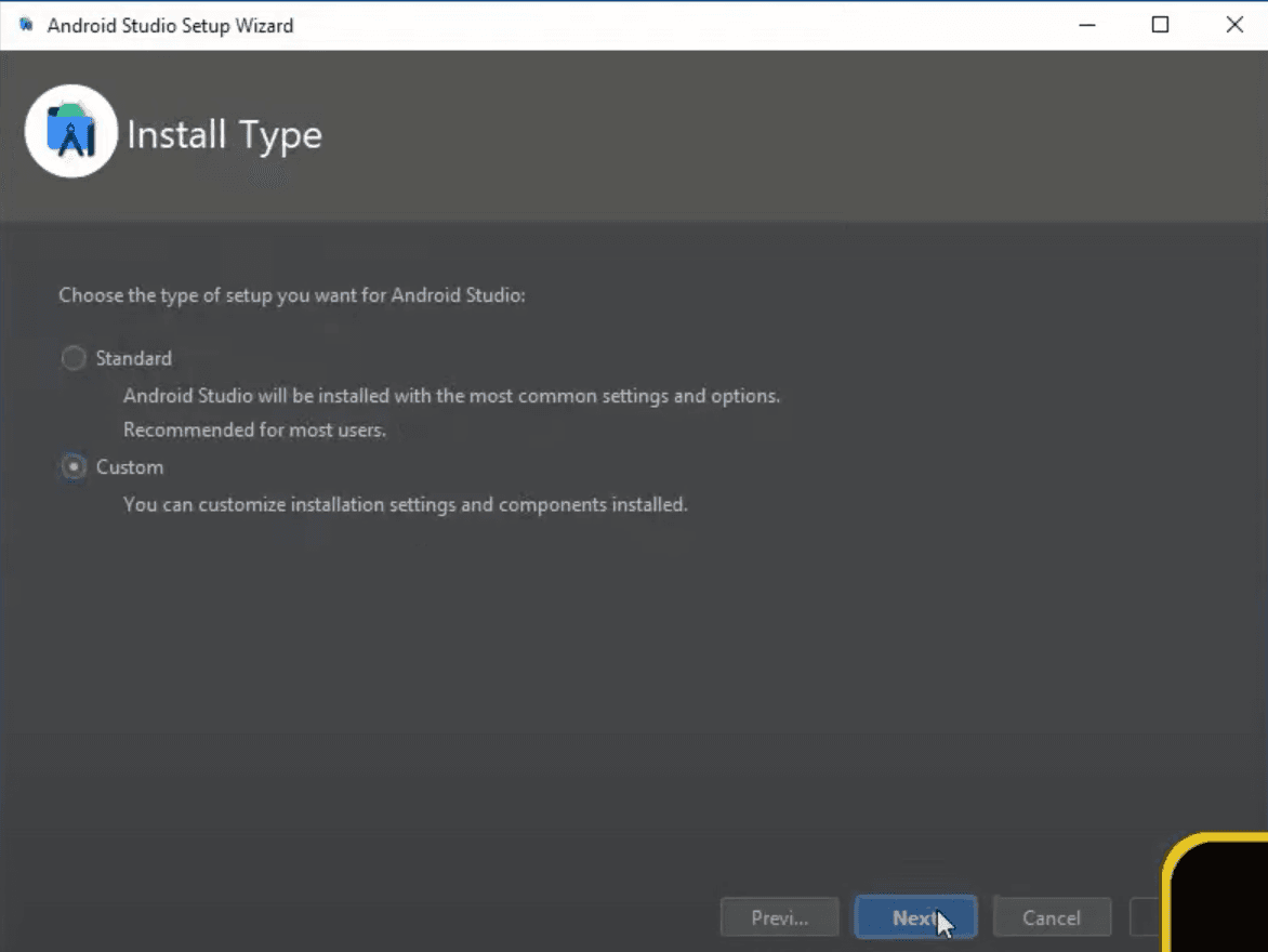 Android Studio Setup Type